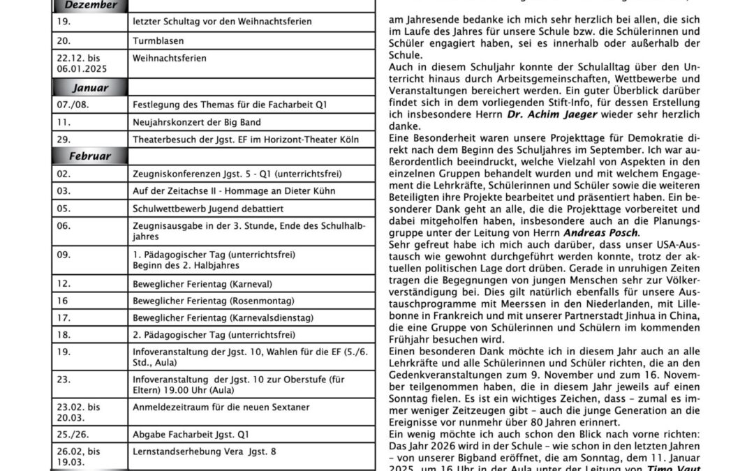 Aktuelle Ausgabe des Stift-Info Dezember 2025
